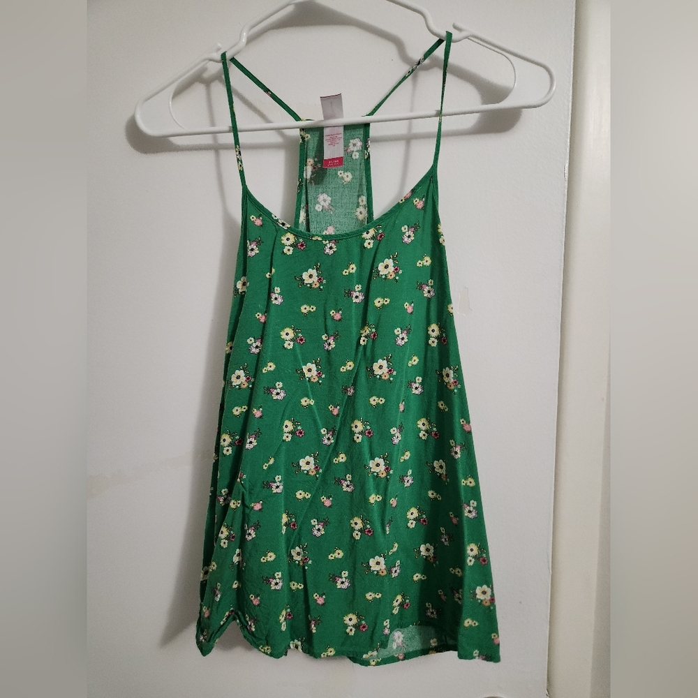 Floral Green Tank Top